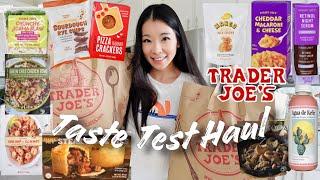 Taste Test NEW Trader Joe's items! mango sticky rice crisp, shrimp scampi, crunchy jicama slaw