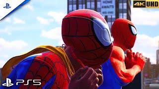 (PS5) Spider-Man 2 | NEW SUITS UPDATE | Into the Spider-Verse Suits Vs Sand Man | [4K HDR 60 FPS]
