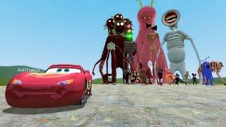 LIGHTNING MCQUEEN VS TREVOR HENDERSON CREATURES!! Garry's Mod Sandbox