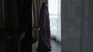 One Piece Jilbab Overhead French Khimar Plum With Finger Loops