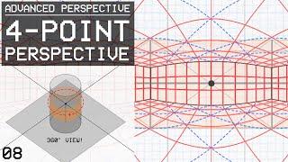 How To Draw a 4-Point Perspective Grid (Cylindrical Perspective) - Advanced Perspective 8