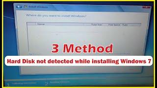 Hard Disk not Detected While installing windows 7 || 3 Method fix the Hard Drive not Detected