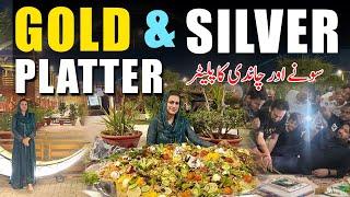 Gold & Silver Cow Platter First Time in Pakistan 2023 Mishkat 1 Million Subscribers Party at Haveli