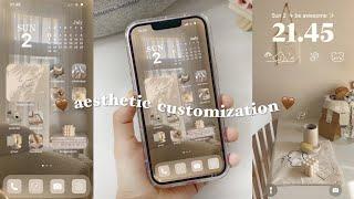 iOS16 Aesthetic Beige Home Screen Customization ~ widgetsmith tutorial