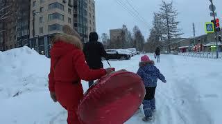 Прогулка по Архангельску. Комсомольская. Парк Ломоносова. Гайдара. Карла Либкнехта. 04.01.2024