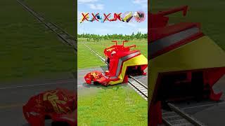 Big and Small McQueen Cars VS Train: Who can win? - BeamNG.drive