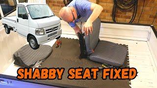 Honda Acty seat base vinyl replacement | Fixing torn seat fabric on a 2001 Honda Acty HA7