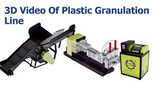 3D video of plastic granulation line | How to recycle PP PE into plastic pellets and granules?