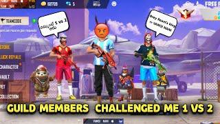 Guild members Challenged me 1 vs 2 || Full serious Match || Who will win || Garena free fire Telugu