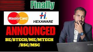 Hexaware, Mastercard Hiring Announced For Freshers | Companies Hiring Started Apply Now | Don't Miss