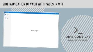 WPF C# | Side Menu Bar | Navigation Drawer | Menu with Pages | Wpf Custom Controls (Jd's Code Lab)