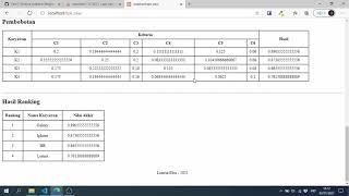 Perhitungan Metode SAW Menggunakan PHP