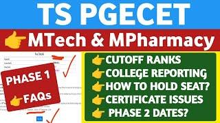 TS PGECET Phase 1 Results FAQs@StudentUpdates247