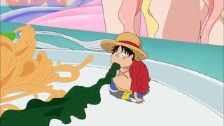 Luffy enjoys his food in front of Shirahoshi - One Piece English Sub [4K UHD]