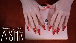 ASMR Glossybox unboxing ( soft spoken, sleepy cardboard sounds, make-up)