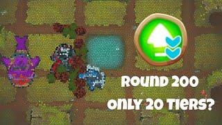 What is LEAST amount tiers required to get to ROUND 200? - Bloons TD6