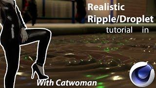 C4D How to Create Water Ripples/Rain Tutorial (5 min) with "Catwoman"