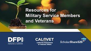 Resources for Military Service Members and Veterans webinar