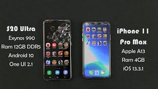 Speedtest Samsung Galaxy S20 Ultra vs iPhone 11 Pro Max: Exynos 990 vs Apple A13 Bionic