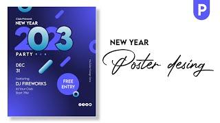 New Year Party Poster Design 2023 | Poster in Pixellab | New Year Banner Editing | Free Plp File