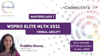 WIPRO Elite NLTH 2021 | MasterClass 07 | Verbal Ability for WIPRO Elite NLTH