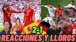  ESPAÑA 2 ALEMANIA 1 - MEJORES REACCIONES Y LLOROS - GOLES DE OLMO Y MERINO - EUROCOPA 2024