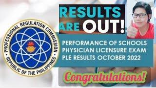 PHYSICIAN LICENSURE EXAMINATION Results October 2022