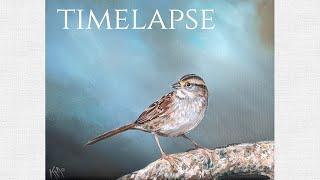 Timelapse of a Bird on a Blurry Background - Acrylic Paint on Canvas