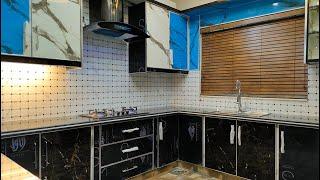 kitchen design ideas with black UV sheet cabinets || kitchen interior