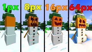 1px vs 8px vs 16px vs 64px vs 256px vs 512px snow texture