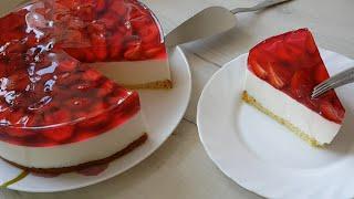 Творожный Торт с Клубникой и Желе без выпечки | Торт с желе ягодами и творогом