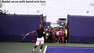 Nadal serve with bend arm toss Super slow motion
