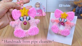 CUTE Craft ideasfrom pipe cleaner | Fuzzy wire Kirby keychain tutorial