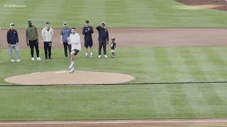 UConn forward Alex Karaban throws out first pitch before Red Sox vs. Yankees Saturday