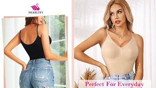 Nebility®V-Neck Camisole Ribbed Sculpting Bodysuits for Women