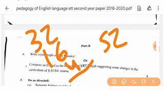 pedagogy of English ett second year question paper 2018/2020