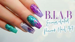 Pretty Peacock Nail Art | BIAB Encapsulation | Nail Sugar Mood-Board Inspiration