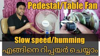 How to repair a Pedestal/Table Fan Slow speed, Humming Problem