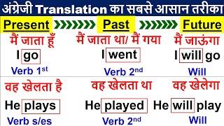 Zero level से English Translation | Change any sentence present to past and future | Learn english