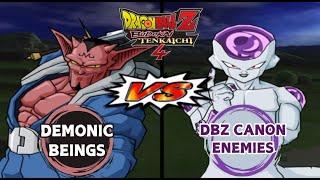 Dragon Ball Z Budokai Tenkaichi 4 MOD - Demonic Beings VS DBZ Canon Enemies Team