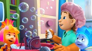 Cleaning Fun with BUBBLES  | The Fixies | Animation for Kids