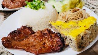 Vietnamese broken rice, meatloaf and grilled pork - Cơm tấm sườn bì chả 