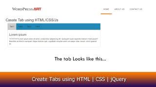 Create Tabs using HTML | CSS | jQuery