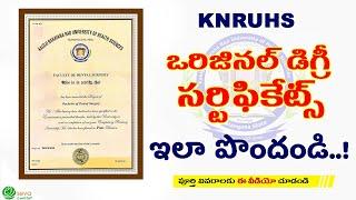 How to apply for Original Degree Certificate || KNRUHS