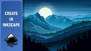 Mountain landscape. Made in Inkscape (Speed Art)