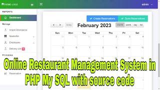 Online Restaurant Management System in PHP My SQL with source code