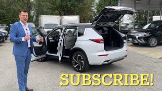 Mitsubishi Outlander 2024 -  interior review! Light grey (white) GT, fully loaded!