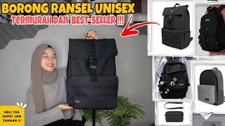 SHOPEE HAUL RANSEL UNISEX KERJA/KULIAH/SEKOLAH !!!! BELI TAS BONUS JAM TANGAN LIMITED EDITION