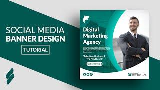 How to Design a Digital Marketing Social Media Banner in Photoshop | Adobe Photoshop Tutorial