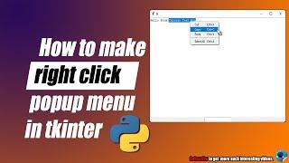 right click menu in tkinter | CID GUI Tutorials | By Pawan Sir